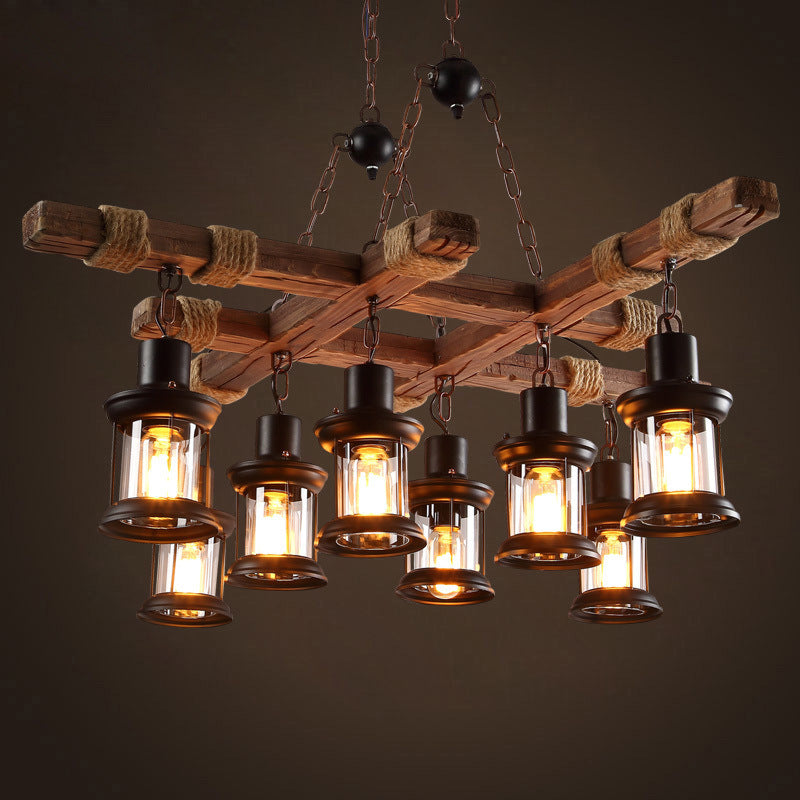 Austin Industrial LED Classic Chandeliers Wood/Metal/Glass Restaurant/Bar/Living Room 