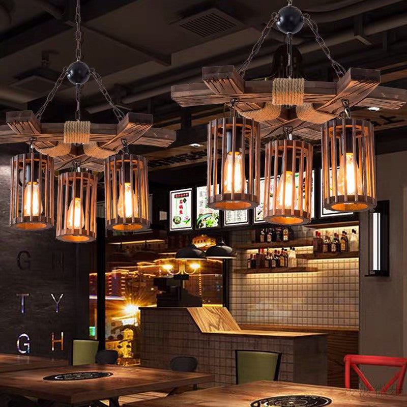 Austin Retro Classic LED Chandeliers Wood Restaurant/Bar/Living Room 