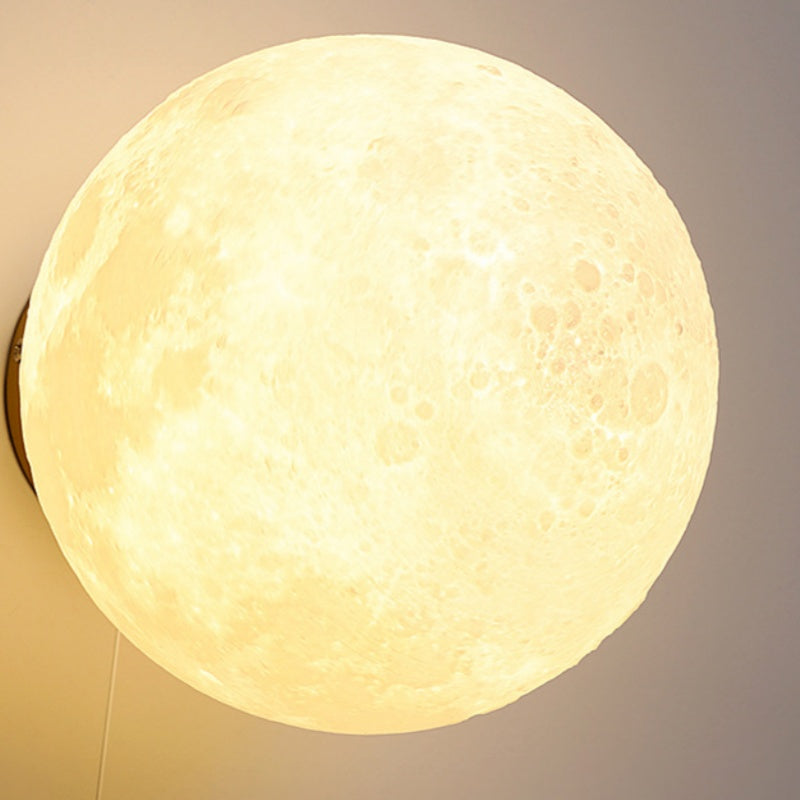 Fateh Modern Moon LED Wall Lamps Indoor White Resin Children's Room 