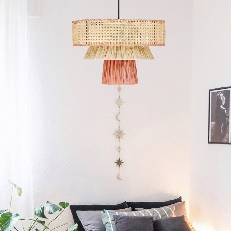 Ritta Modern LED Pendant Lamp Black Rattan Bedroom/Living Room 