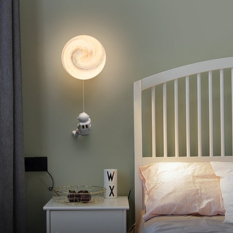 Fateh Modern Moon LED Wall Lamps Indoor White Resin Children's Room 
