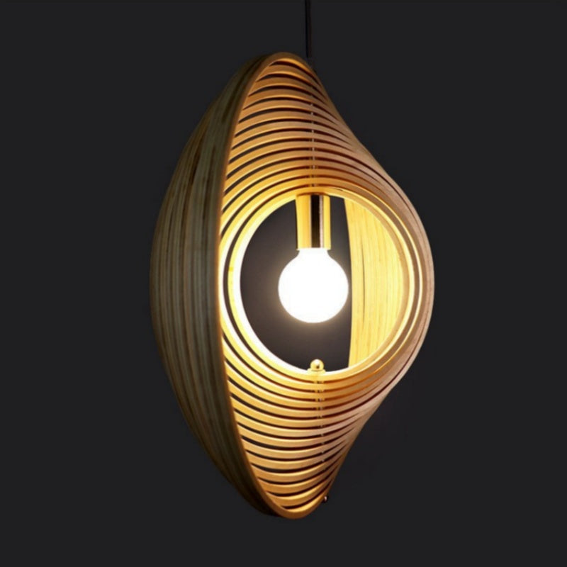 Muto Japanese LED Pendant Lamp Black/Gold Wood Bedroom/Bar 