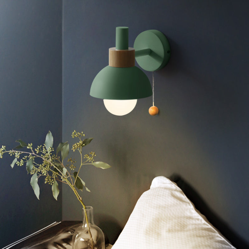 Morandi Modern LED Wall Lamp Metal Glass Bedroom White/Yellow/Pink/Green 