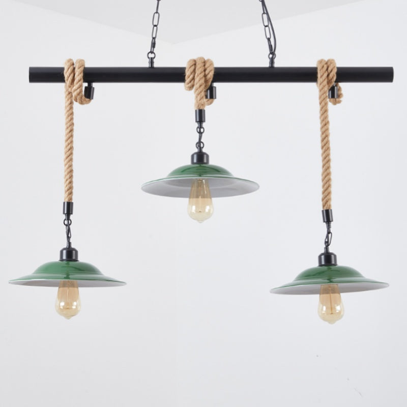 Epoch Vintage LED Pendant Lamp Green Metal/Rope Kitchen/Living Room 