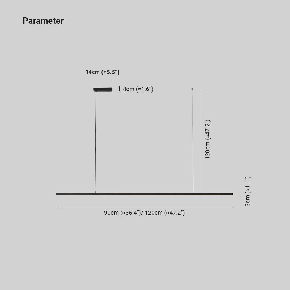 Edge Minimalistisk lineær Pendellampe, 2 Farve, L 90CM/120CM