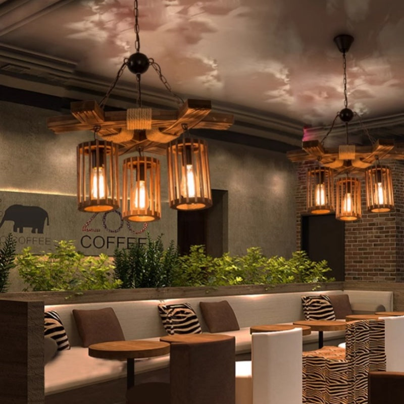 Austin Retro Classic LED Chandeliers Wood Restaurant/Bar/Living Room 