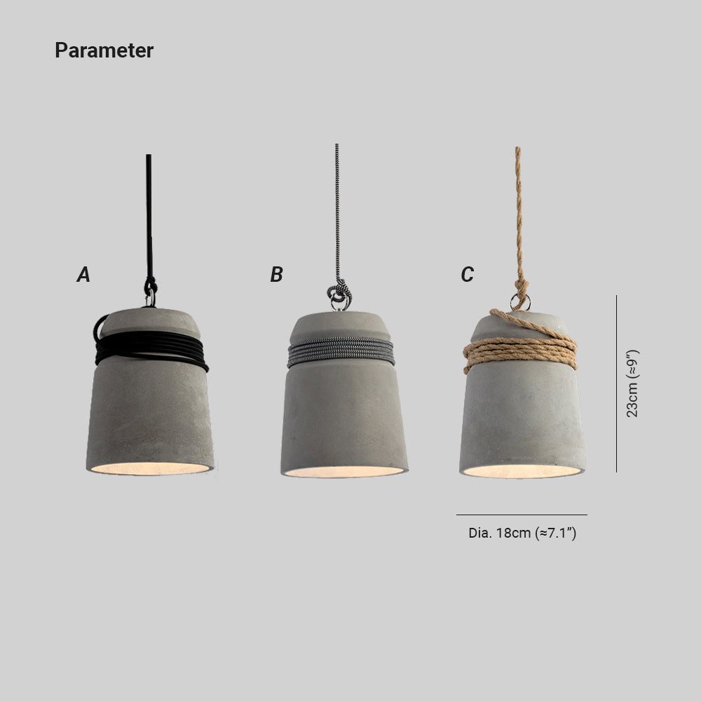 Zaid Industrial Pendant Lamp, Cement/Metal