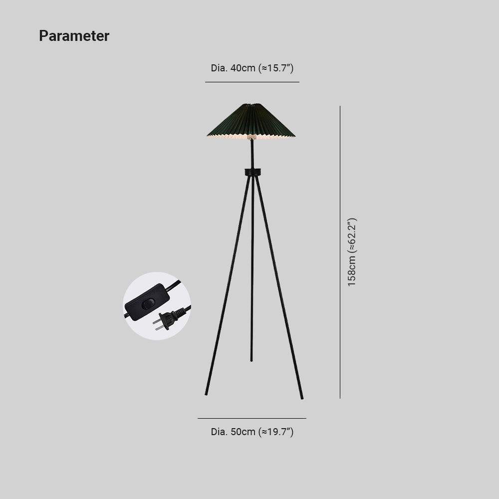 Ozawa Modern Plisseret Tripod Træ Stof Gulvlampe