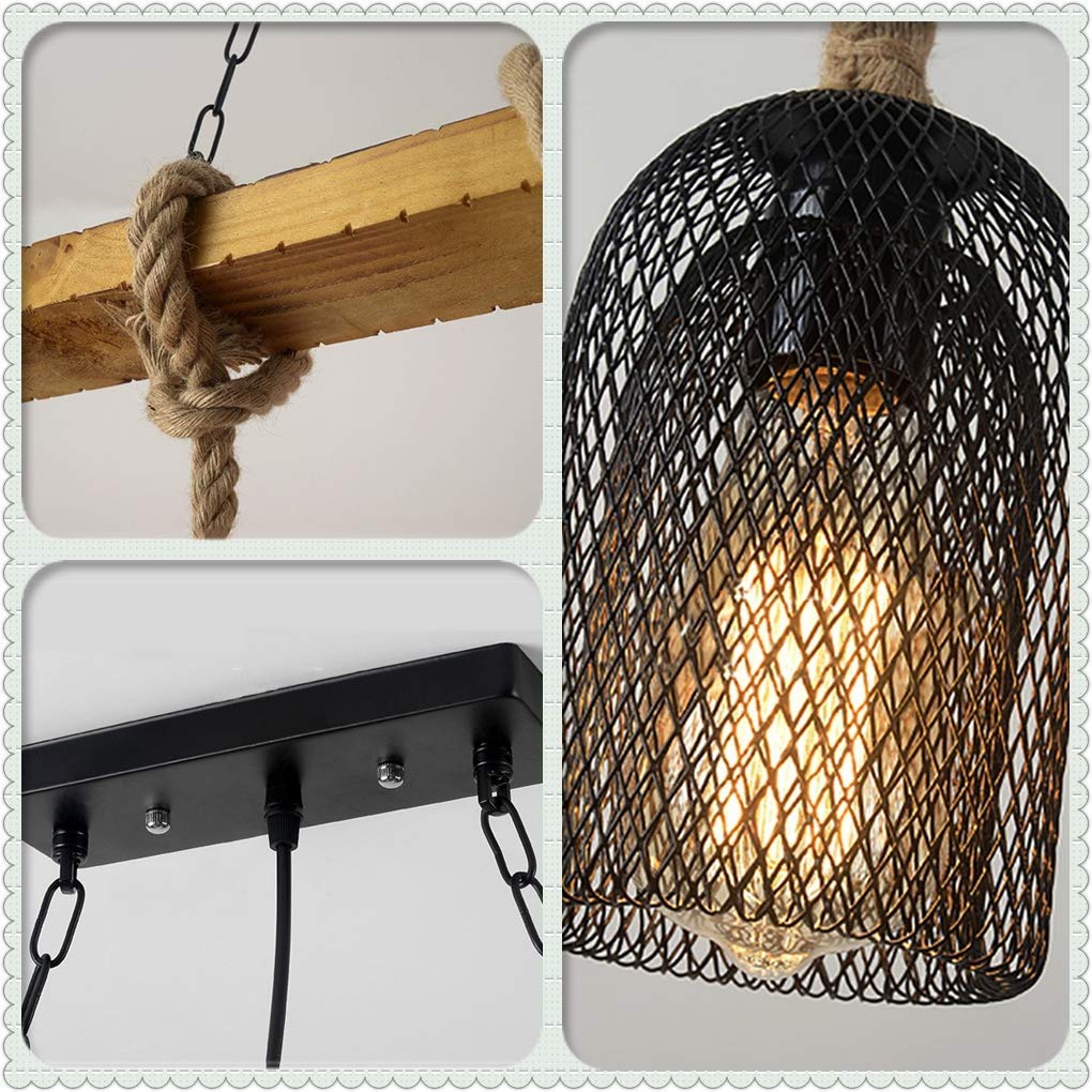 Epoch Minimalist LED Design Pendant Lamp Black Metal/Rope Bar/Café