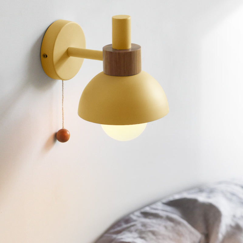 Morandi Modern LED Wall Lamp Metal Glass Bedroom White/Yellow/Pink/Green 