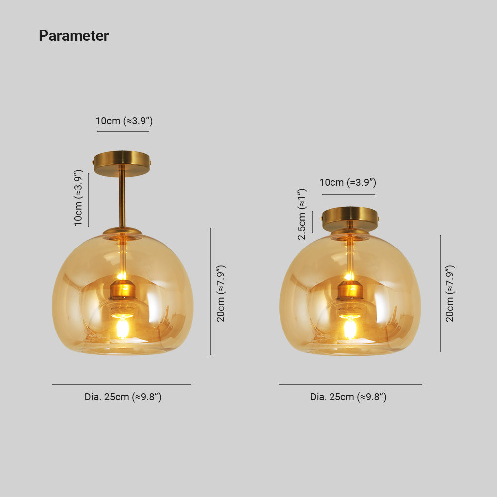 Sanna Semi-Loftslampe 4 Stilarter, Kobber & Glas