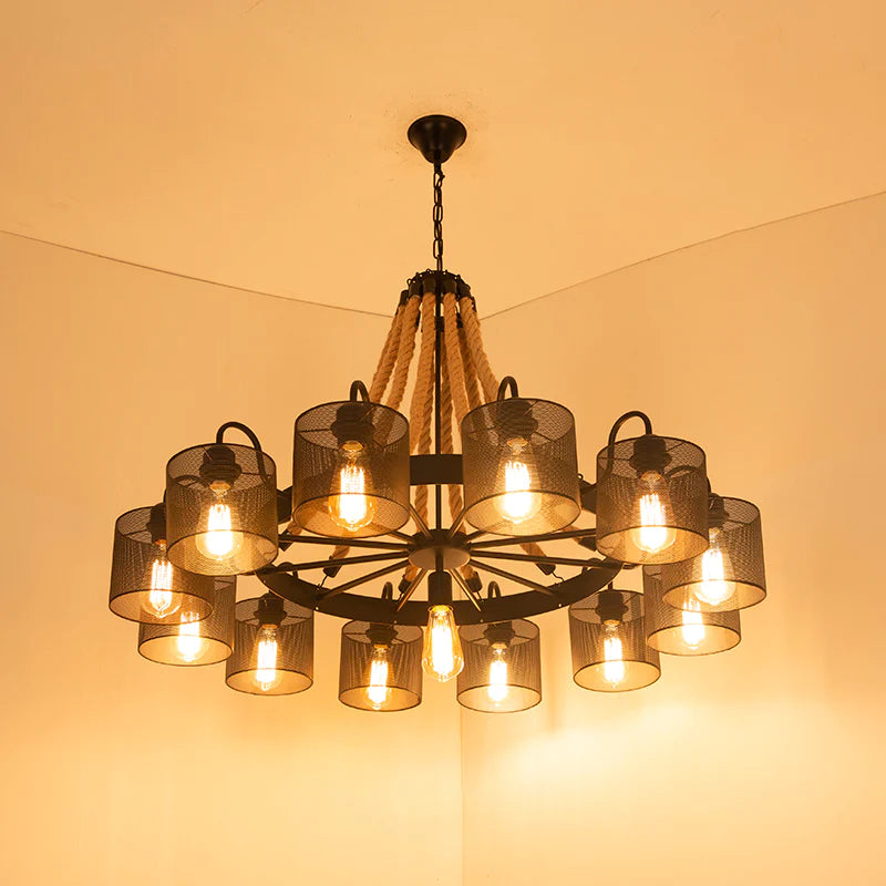 Epoch Vintage LED Pendant Lamp Black Rope/Metal Living Room/Cafe/Bar
