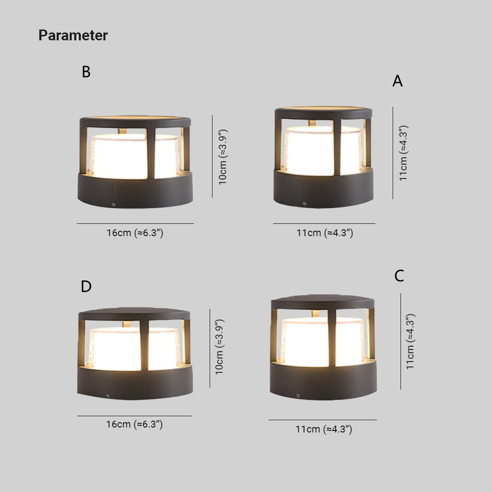 Pena Sort & Hvid Udendørs Pullertlampe, DIA 11CM/16CM