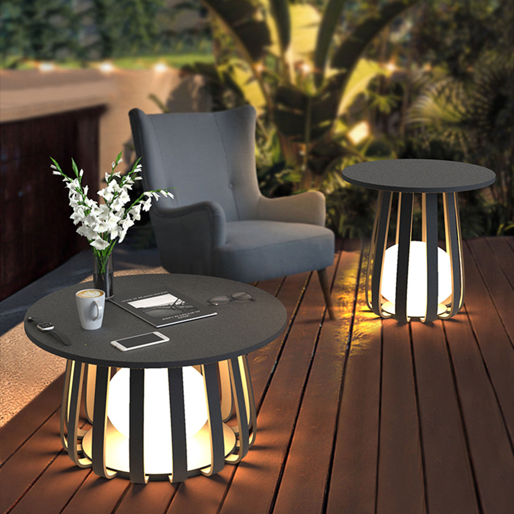 Orr Outdoor Solar Floor Lamp with Table, 2 Styles 