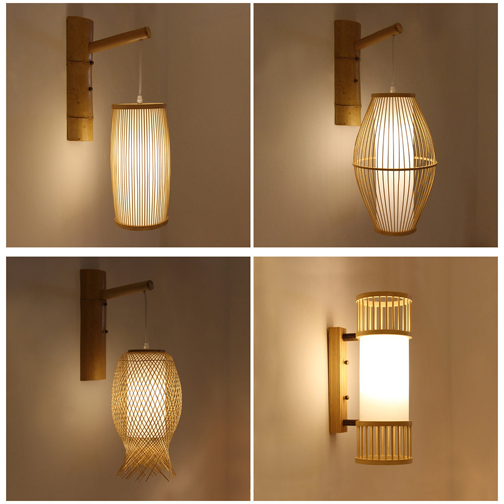 Ozawa Wall Lamp Rustic, Muto Rattan Weaving LED, Gangen