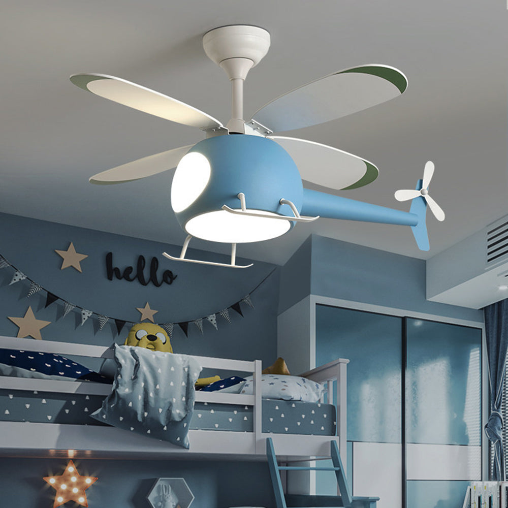 Minori 4-Blade Blue Jet Ceiling Fan with Light, Metal, DIA 90CM 
