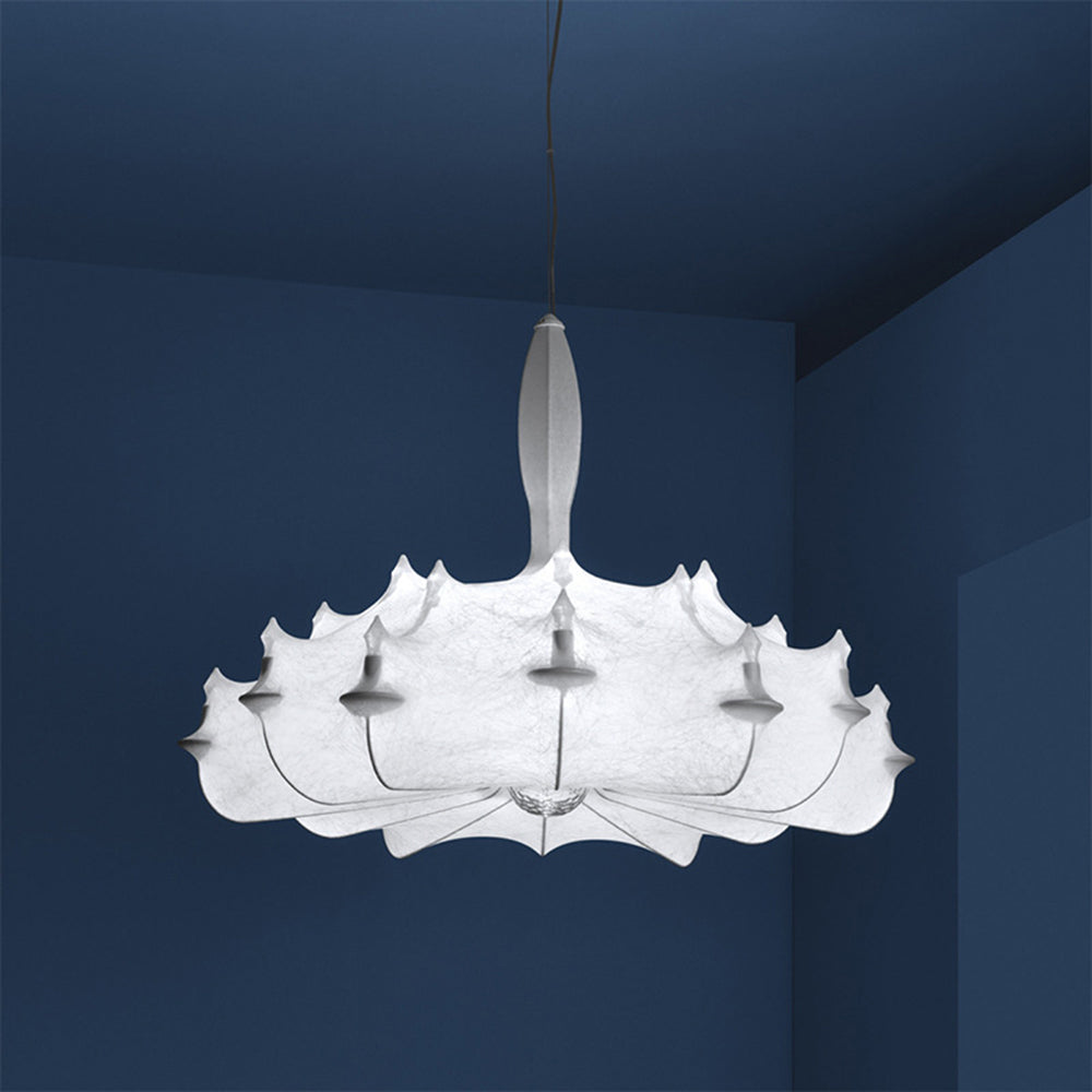 Renée Modern Elegant Pendant Lamp in Artificial Silk/Metal, White