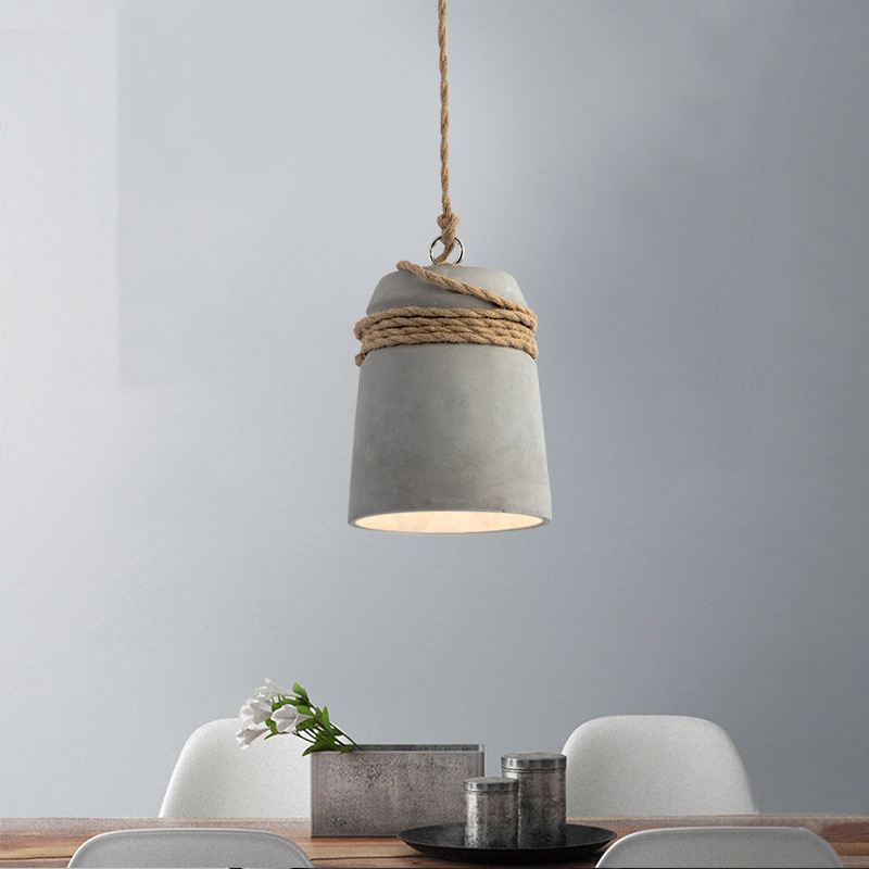Zaid Industrial Pendant Lamp, Cement/Metal