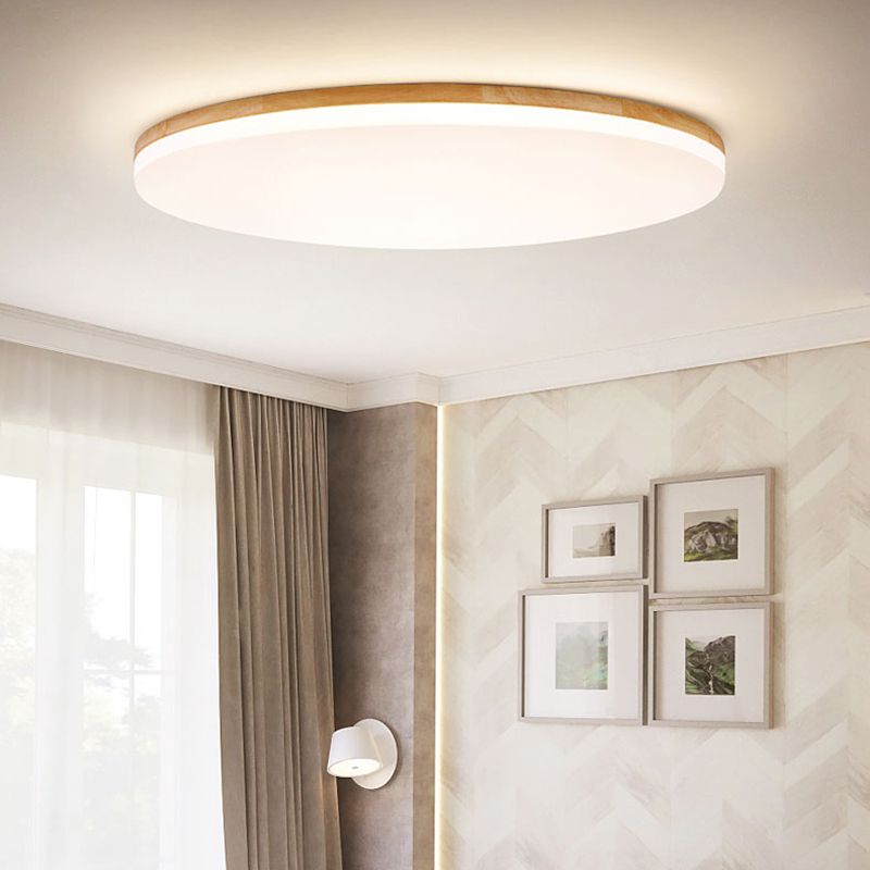 Ozawa Minimalist Wooden Round Ceiling Lamp, Bedroom 