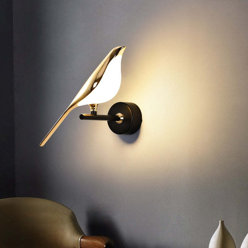 Nordic Art Damaged Bird Bedside LED Wall Lamp Bedroom