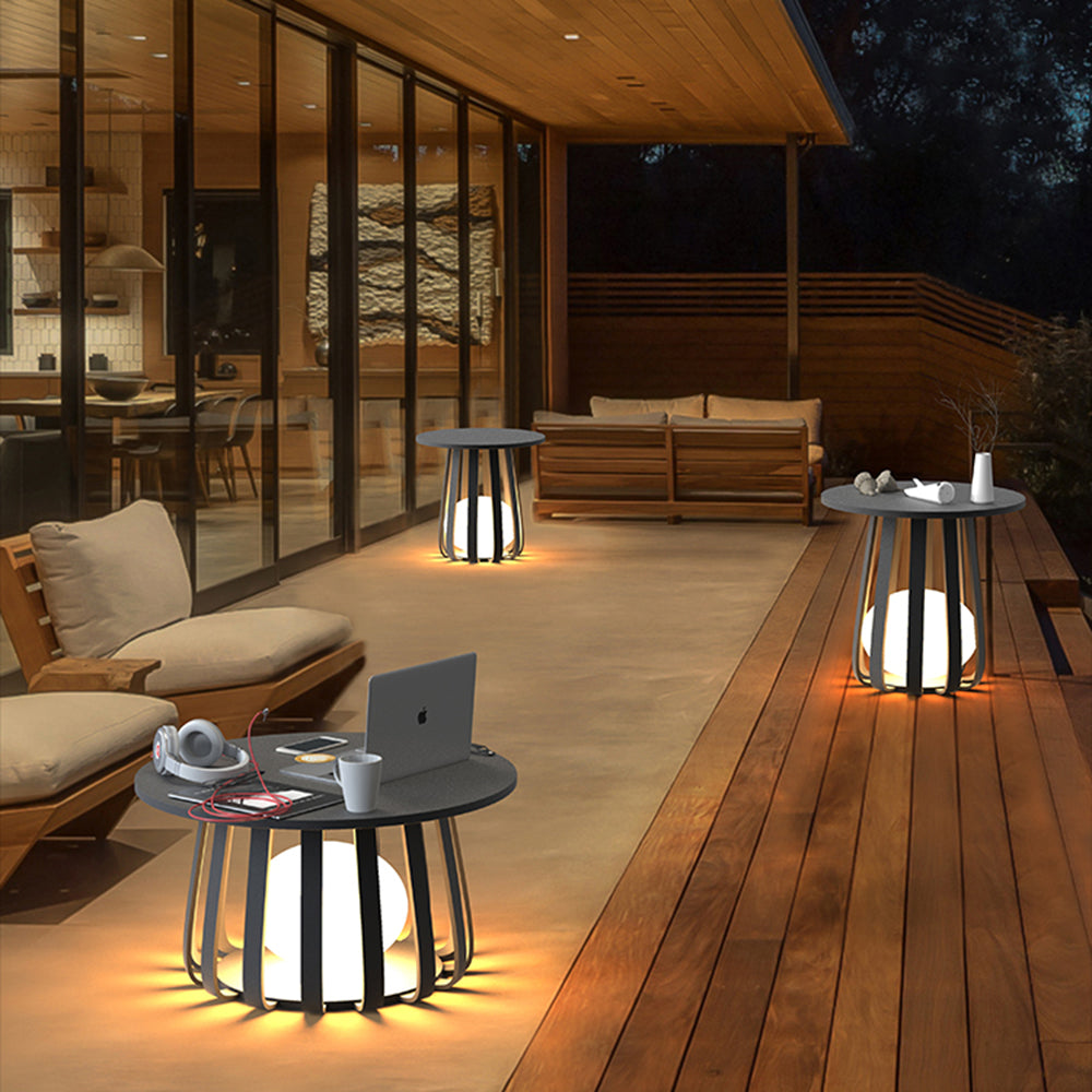 Orr Outdoor Solar Floor Lamp with Table, 2 Styles 