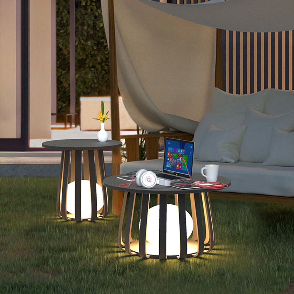 Orr Outdoor Solar Floor Lamp with Table, 2 Styles 