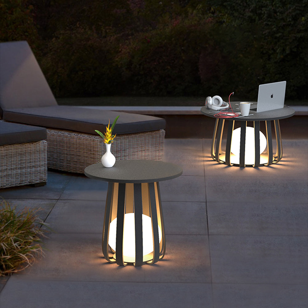 Orr Outdoor Solar Floor Lamp with Table, 2 Styles 