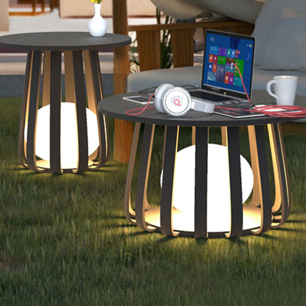 Orr Outdoor Solar Floor Lamp with Table, 2 Styles 