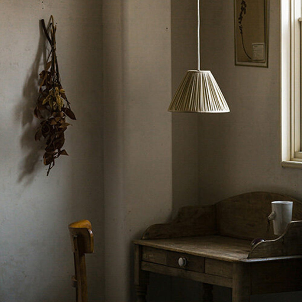Renée Pleated Pendant Lamp Wabi Sabi, Metal/Fabric, Living Room