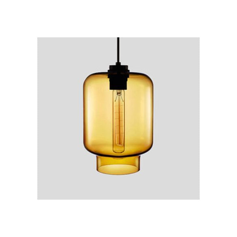 Zaid Art Deco Cylindrical Glass Pendant Lamp, 4 Styles, 6 Colors 