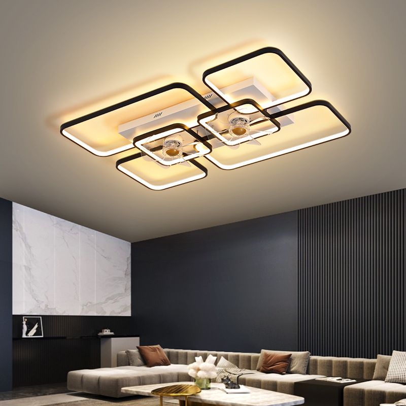 Lacey Rectangular Ceiling 2-Fans with Light, 2 Colour 