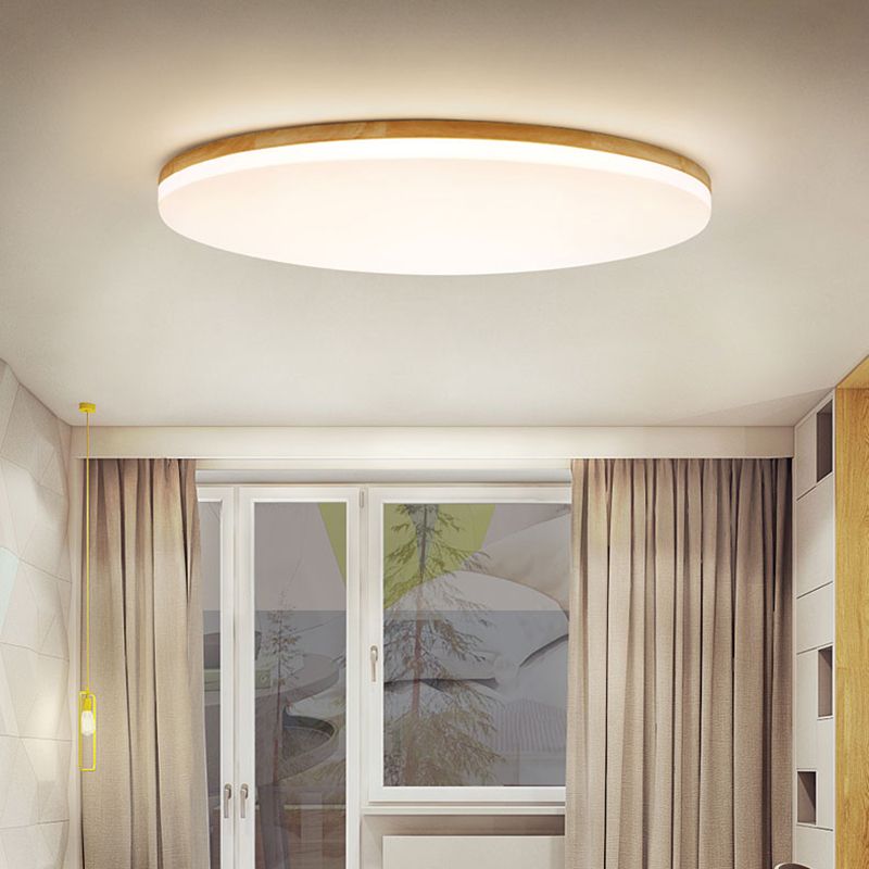 Ozawa Minimalist Wooden Round Ceiling Lamp, Bedroom 