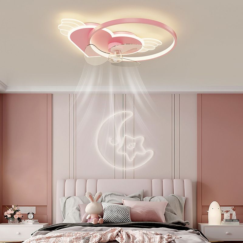 Minori Pink Heart Ceiling Fan with Light, DIM 56CM 