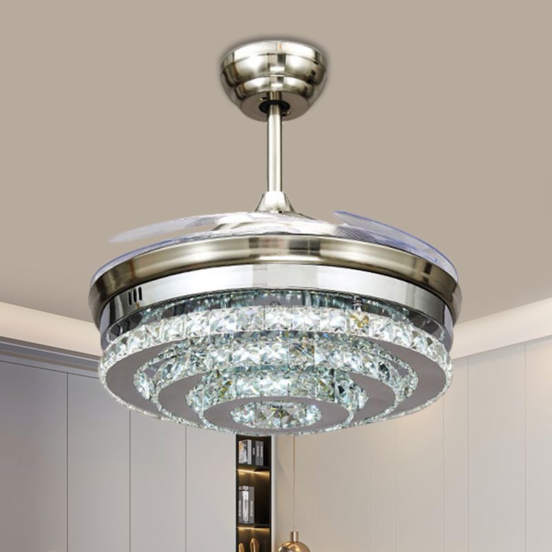 Kirsty Chrome Crystal Ceiling Fan with Light, DIA 48CM