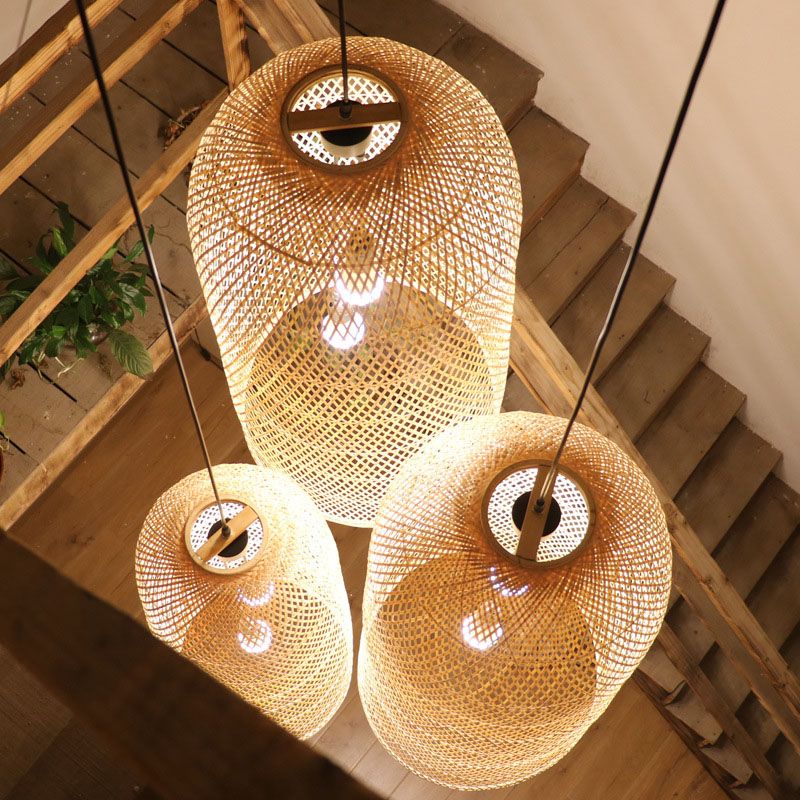 Ritta Natural Handmade Bamboo Led Pendant Lamp, Bedroom