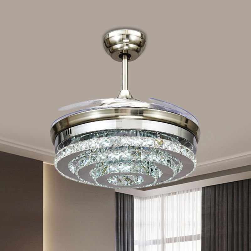 Kirsty Chrome Crystal Ceiling Fan with Light, DIA 48CM