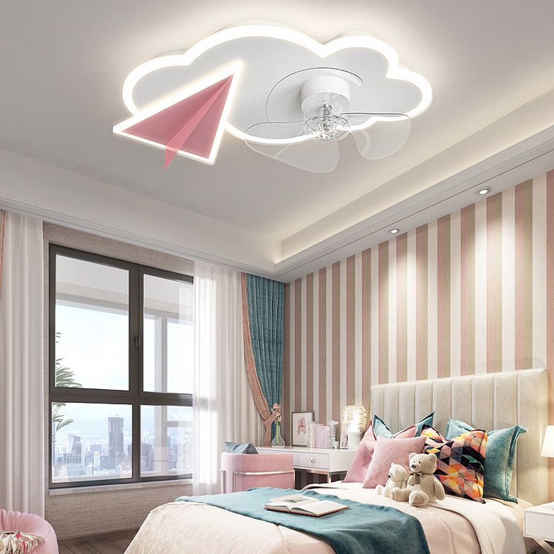 Minori Cloud & Plane Ceiling Fan with Light, 2 Colour, DIA 53/58CM