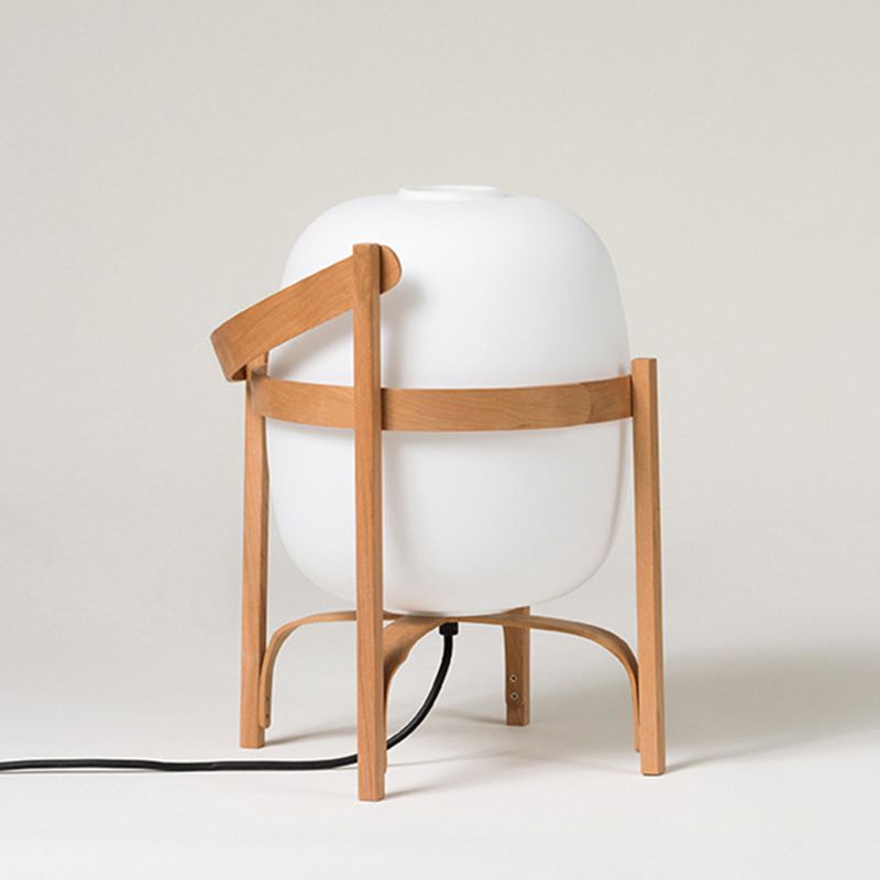 Ozawa Modern Lantern Wood/Glass Floor Lamp 