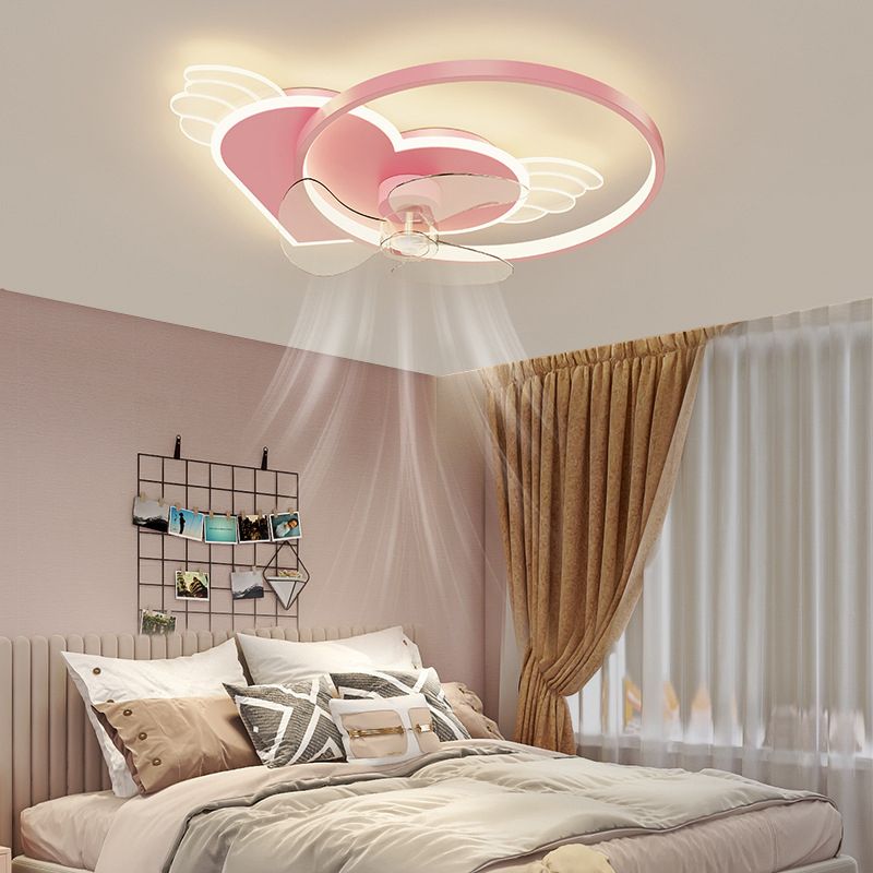 Minori Pink Heart Ceiling Fan with Light, DIM 56CM 