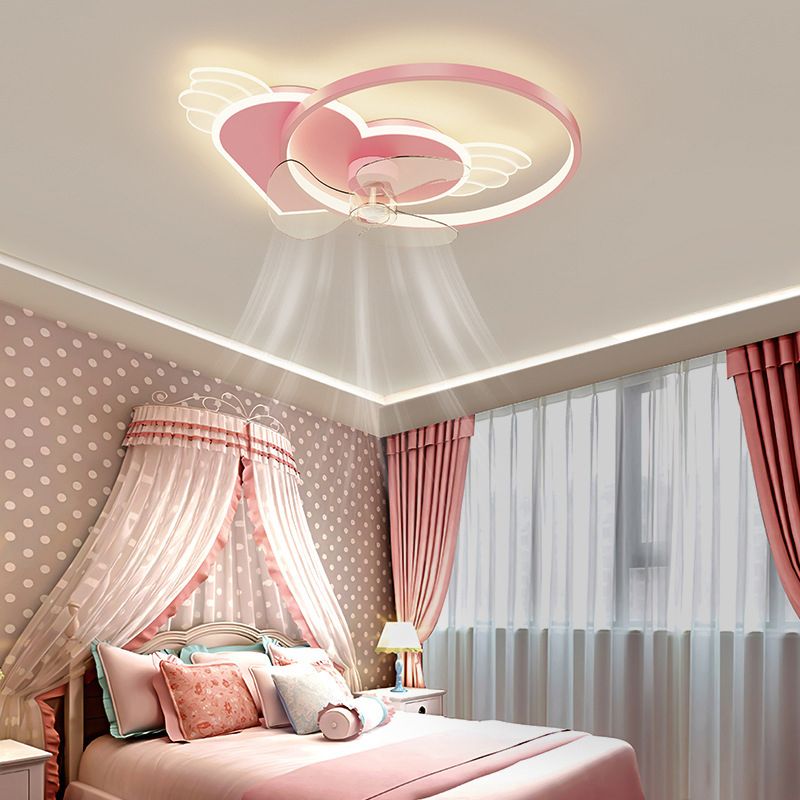 Minori Pink Heart Ceiling Fan with Light, DIM 56CM 