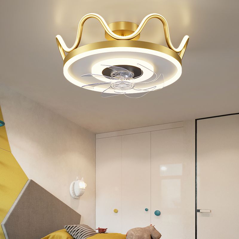 Arisha Circle &amp; Crown Ceiling Fan with Light, 2 Colour/ 3 Style, L 46CM/90CM 