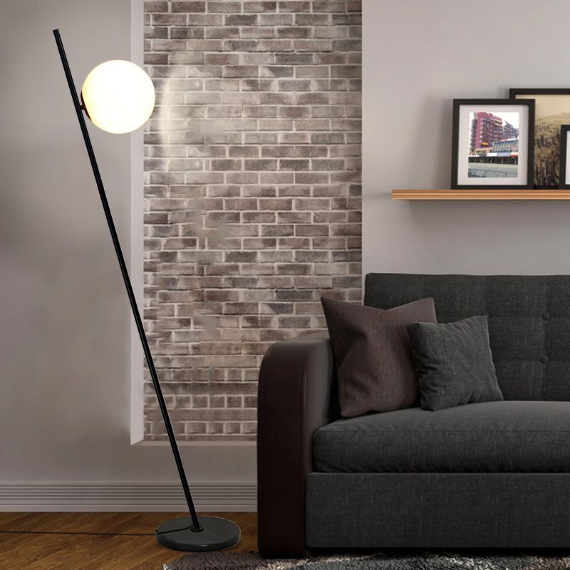Valentina Minimalist Black Ball Linear Floor Lamp, Living Room