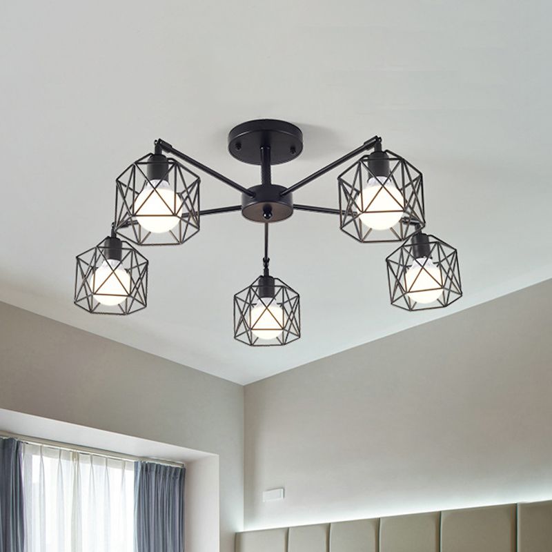 Herbert Sort Semi-Loftlampe, 3/5 Hoveder