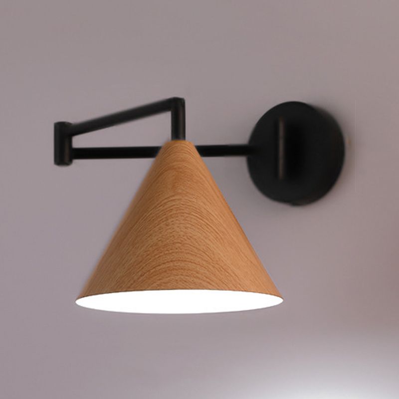 Ozawa Kegle Formet Justerbar Væglampe, Metal/Træ, Soveværelse