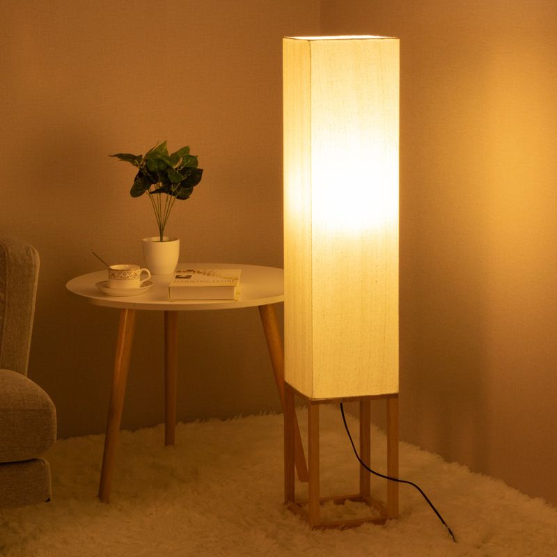 Ozawa Retro Rectangular Floor Lamp, Wood &amp; Fabric, Bedroom