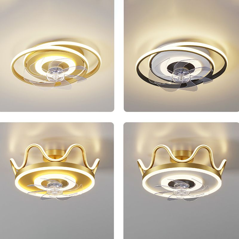 Arisha Circle &amp; Crown Ceiling Fan with Light, 2 Colour/ 3 Style, L 46CM/90CM 