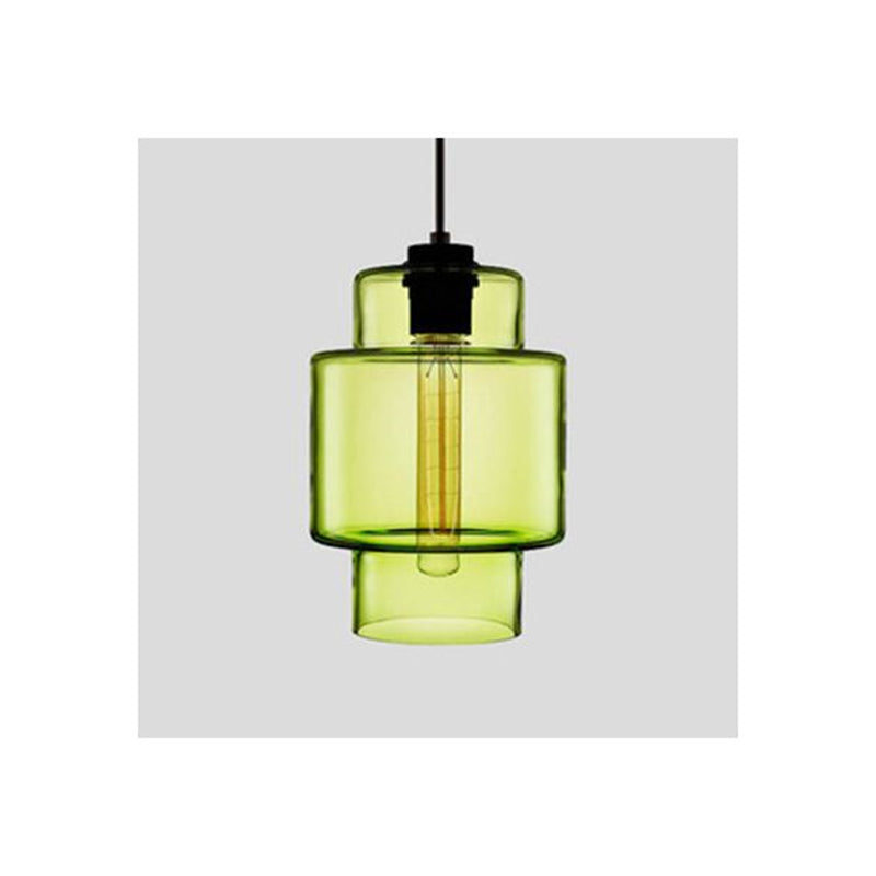 Zaid Art Deco Cylindrical Glass Pendant Lamp, 4 Styles, 6 Colors 