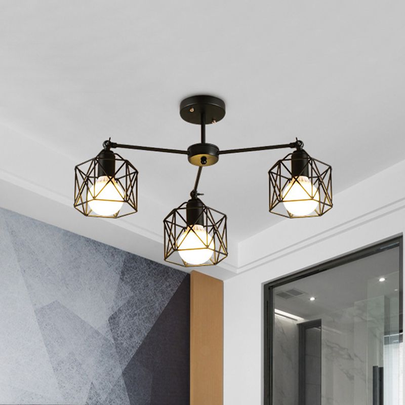 Herbert Black Semi-Ceiling Lamp, 3/5 Heads