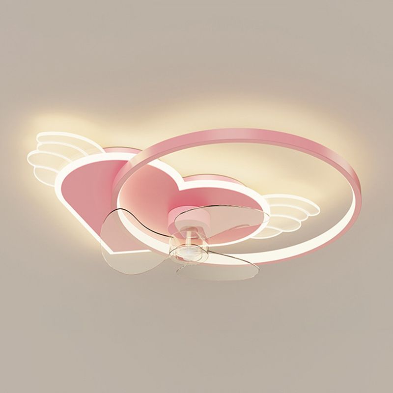 Minori Pink Heart Ceiling Fan with Light, DIM 56CM