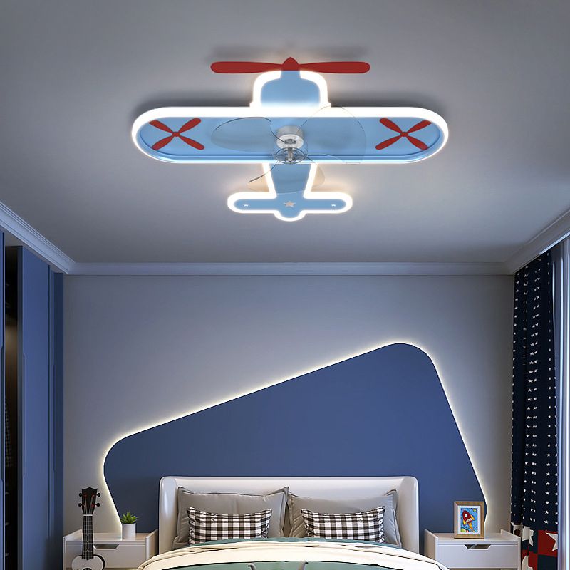 Minori Blue Plane Ceiling Fan with Light, L53CM